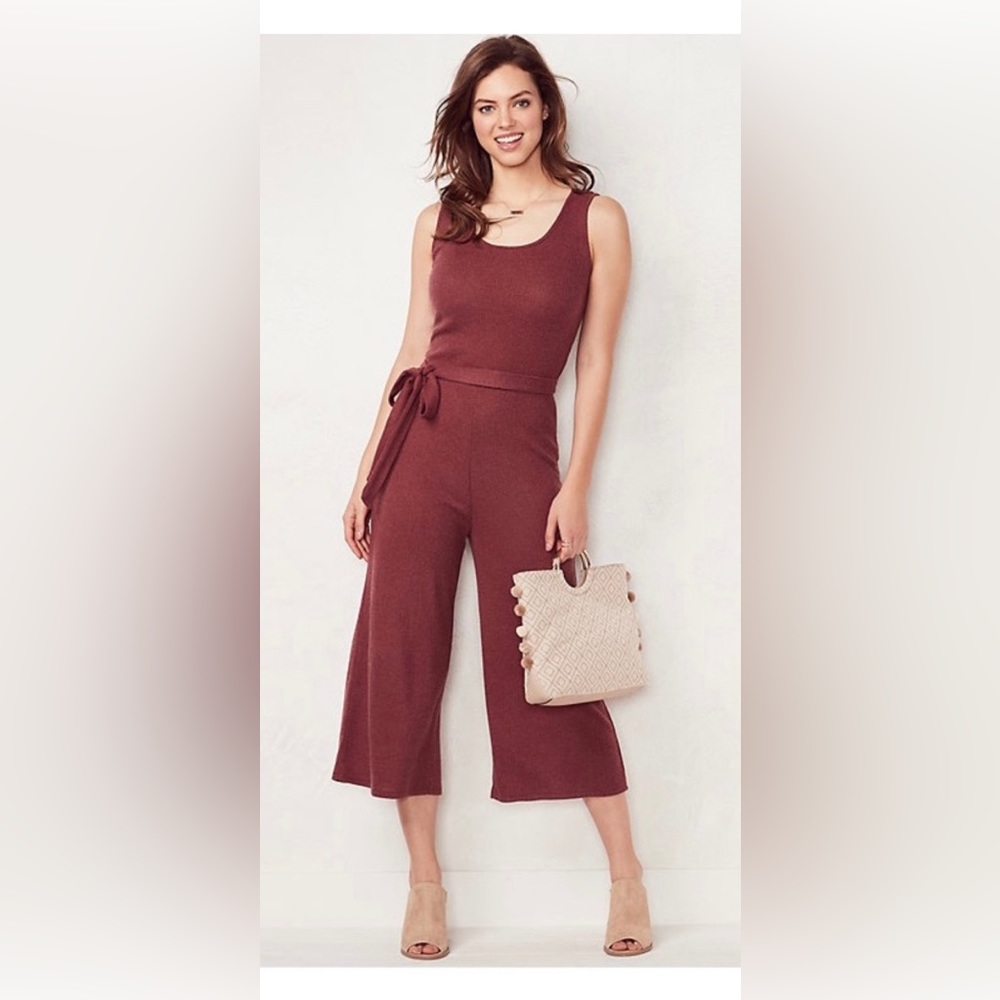 LC Lauren Conrad Women’s Pink Rose Scoop Neck Sleeveless Jumpsuit Size Small